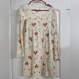Juniors' SO® Henley Waffle Knit Babydoll Mini Dress floral cream XS